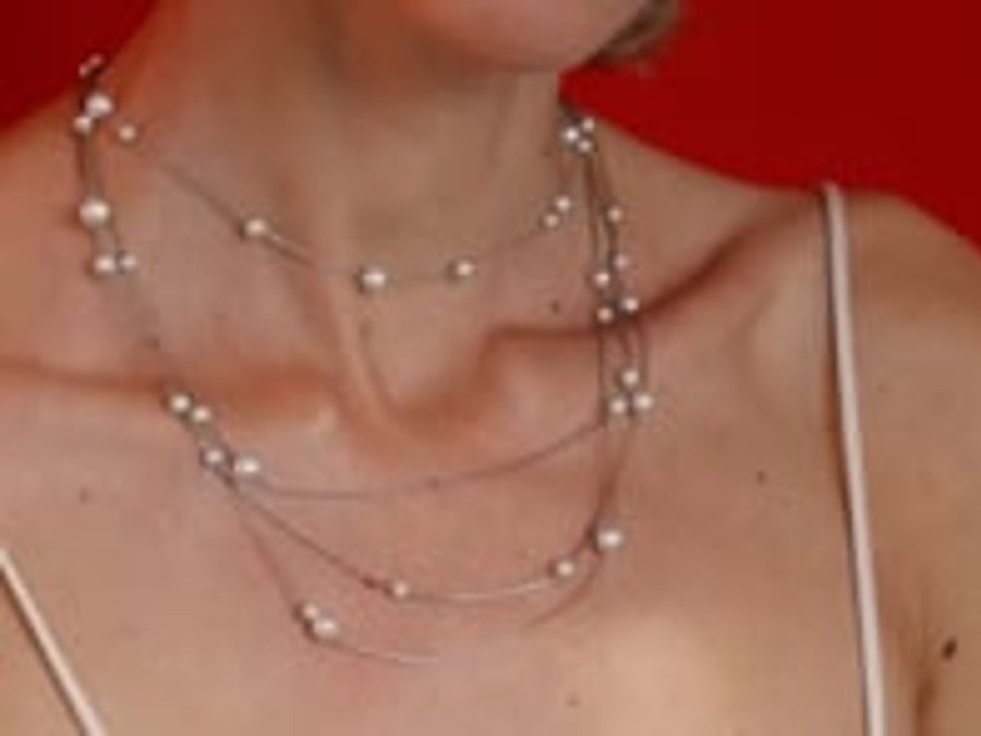 MAJORICA Dangle Necklace Strung With Round Pearls 160Cm | Long Pearl Necklaces