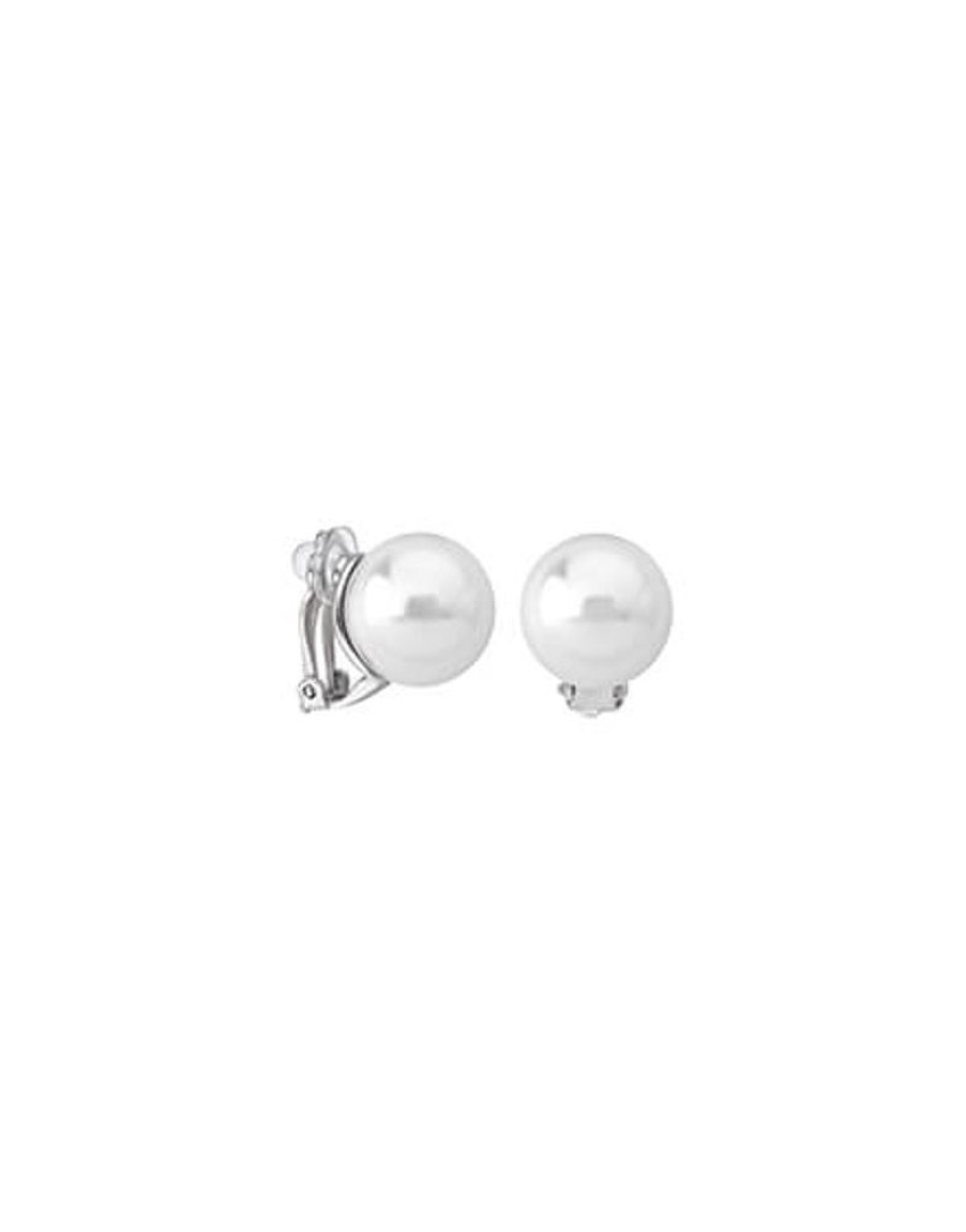 MAJORICA Earrings Lyra Silver With 14Mm White Round Pearl | Short Earrings