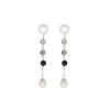 MAJORICA Algaida Silver Long Earrings With Pearl And Black Murano Glass | Pearl Drop Earrings