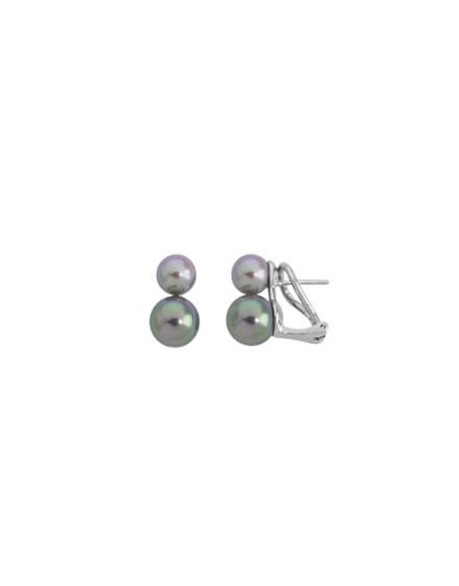 MAJORICA Silver Earrings Nuit With 7 And 9Mm Gray And Nuage Pearls | Short Earrings