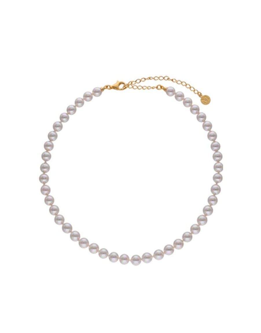 MAJORICA Gold-Plated Silver Necklace Ballet 6 Mm | Long Pearl Necklaces