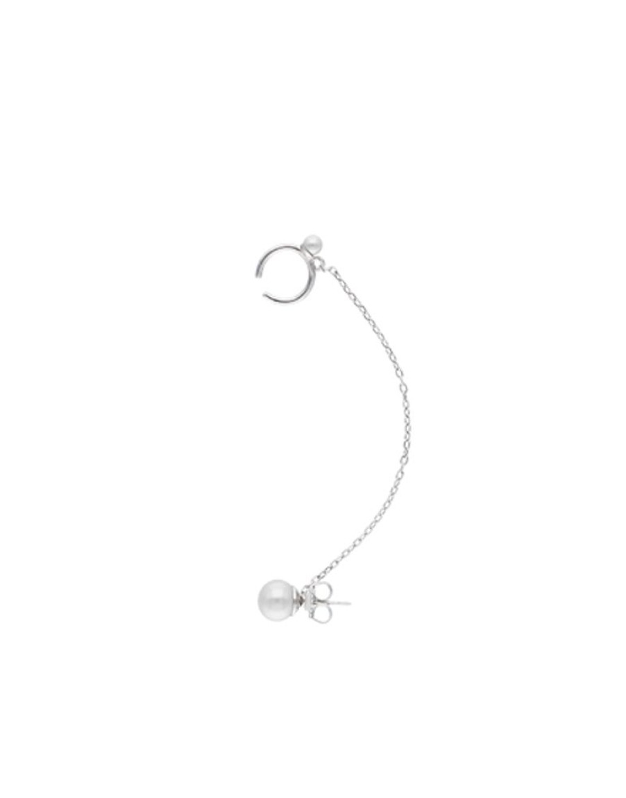 MAJORICA Dangle Earcuff Earring With Pearl And Silver Chain | Ear Cuffs