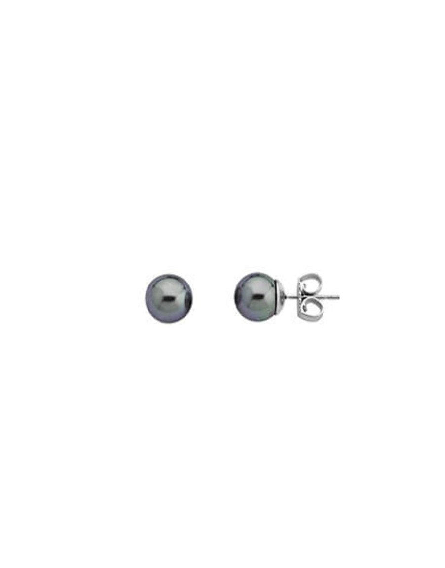 MAJORICA Earrings Lyra Silver With 8Mm Gray Pearl | Pearl Stud Earrings