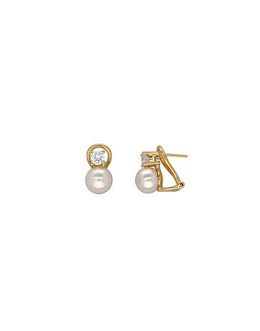 MAJORICA Gold Plated Earrings Selene With 8Mm White Pearl And Zircons | Tu & Yo Earrings