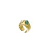 MAJORICA Gold Feme Ring With White Pearl And Green Agate | Medium-Sized Rings