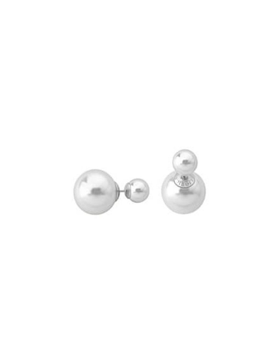 MAJORICA Earrings Polar Silver With 8 And 16Mm White Pearls | Short Earrings