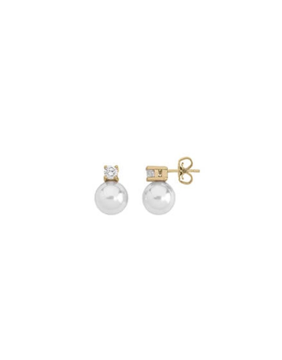 MAJORICA Gold Plated Earrings Selene With 10Mm White Pearl And Zircons | Tu & Yo Earrings