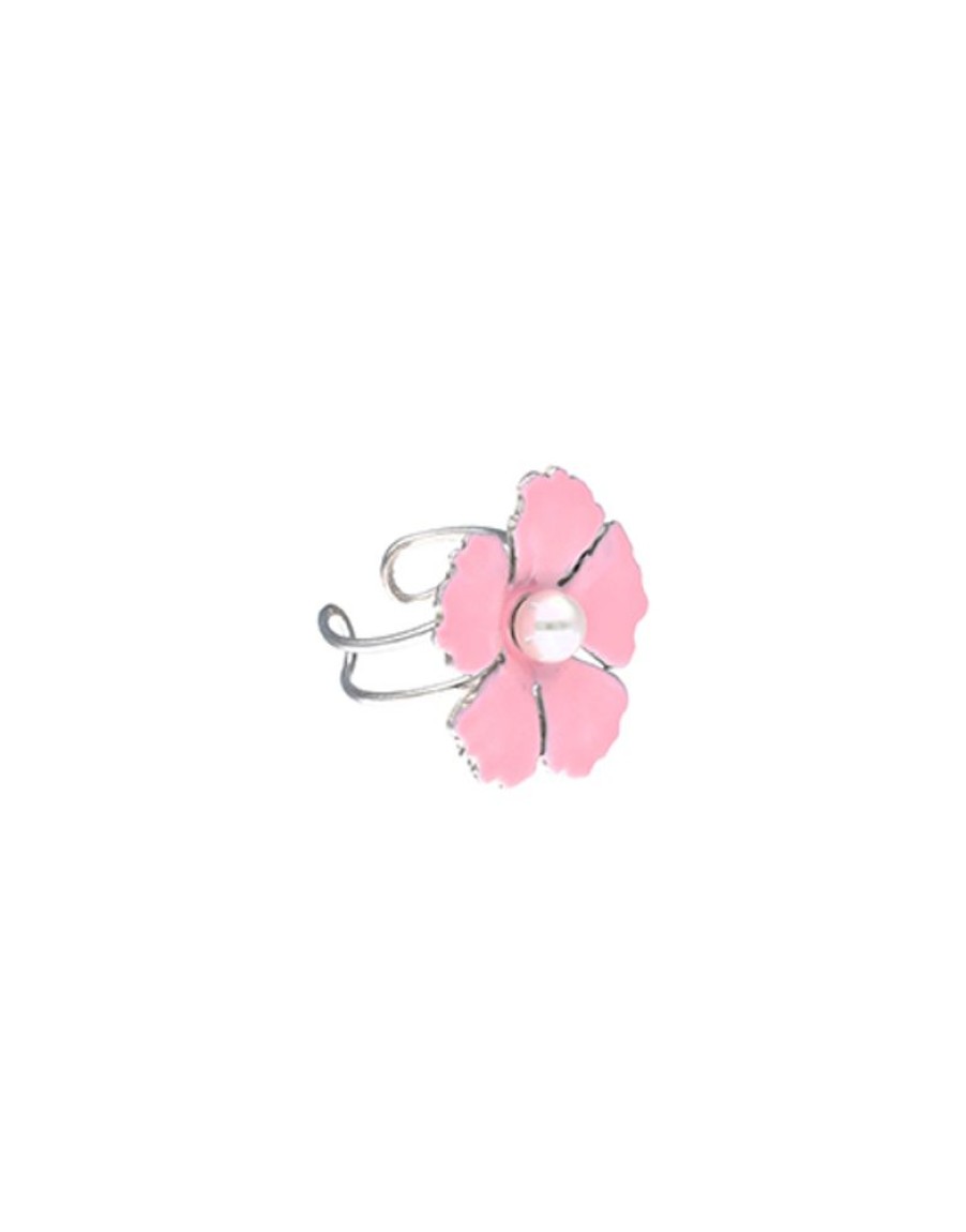 MAJORICA Silver Santorini Small Pink Flower Ring | Medium-Sized Rings