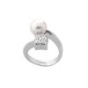 MAJORICA Silver Open Ring Selene 9Mm White Pearl And Zircons | Medium-Sized Rings