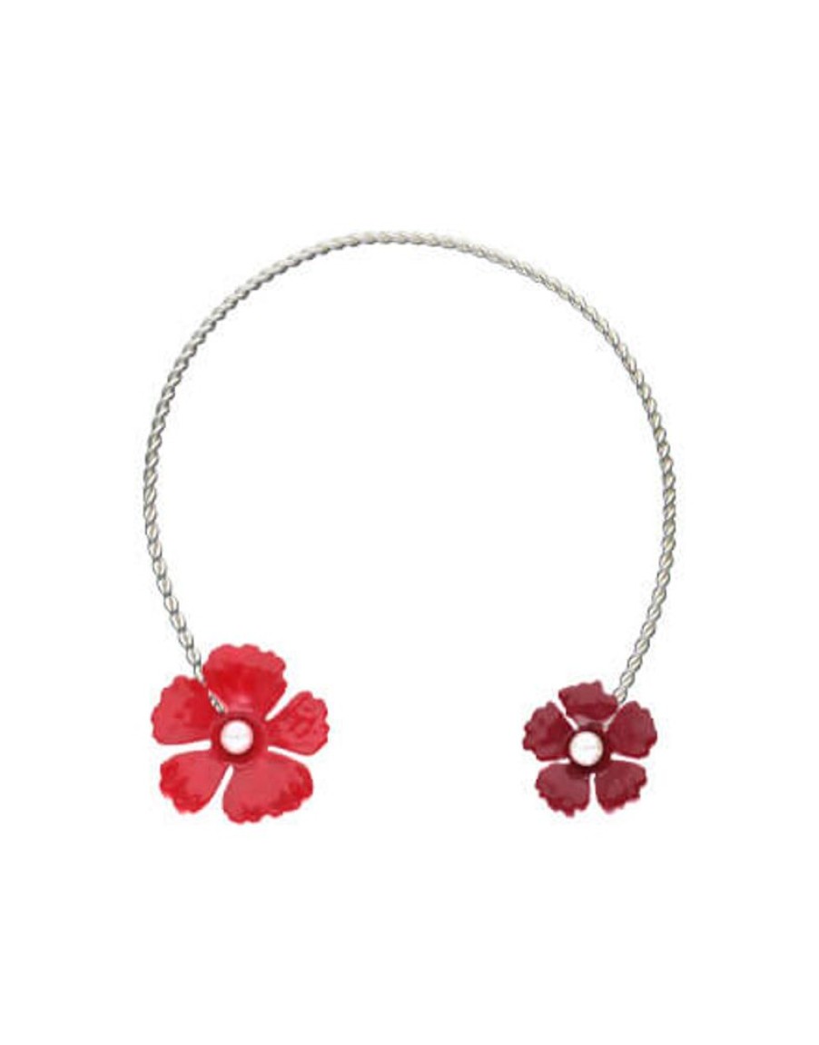 MAJORICA Adjustable Santorini Red Flower Choker In Silver | Pearl Chokers