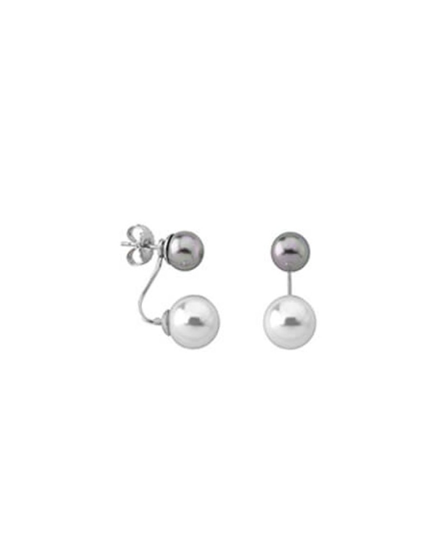 MAJORICA Earrings Jour Silver With 8 And 10Mm White And Gray Pearls | Short Earrings