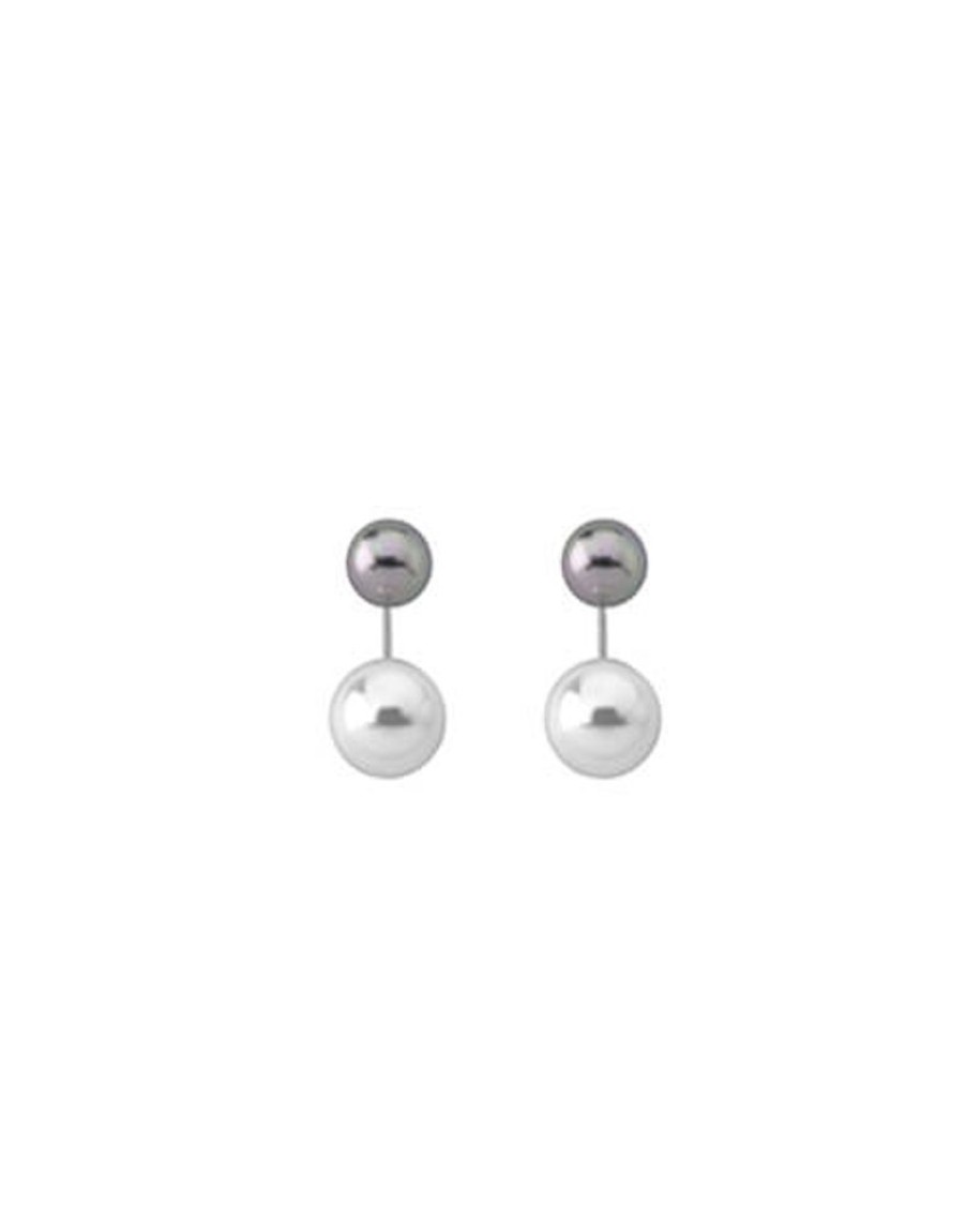 MAJORICA Earrings Jour Silver With 8 And 10Mm White And Gray Pearls | Short Earrings