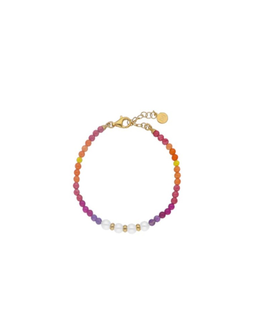 MAJORICA Color Pop Sunset Bracelet With Gradient Stones And White Pearls | Golden Bracelets