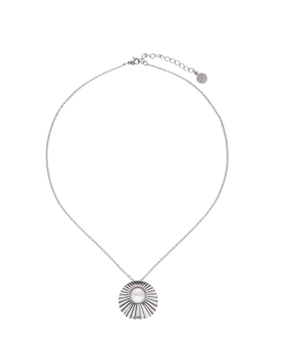 MAJORICA Le Palm White Pearl Steel Necklace | Pendants With Chain