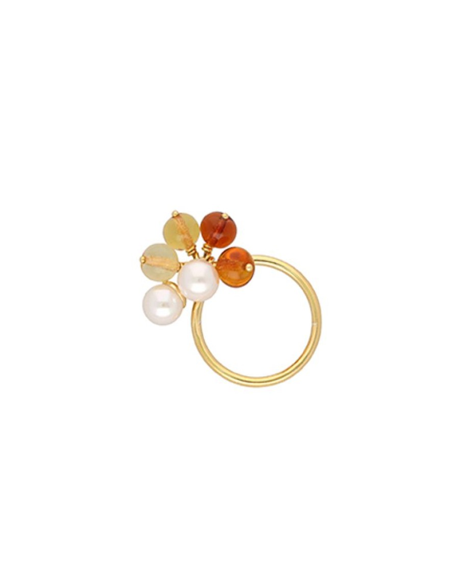 MAJORICA Algaida Golden Ring With Amber Murano Glass | Medium-Sized Rings