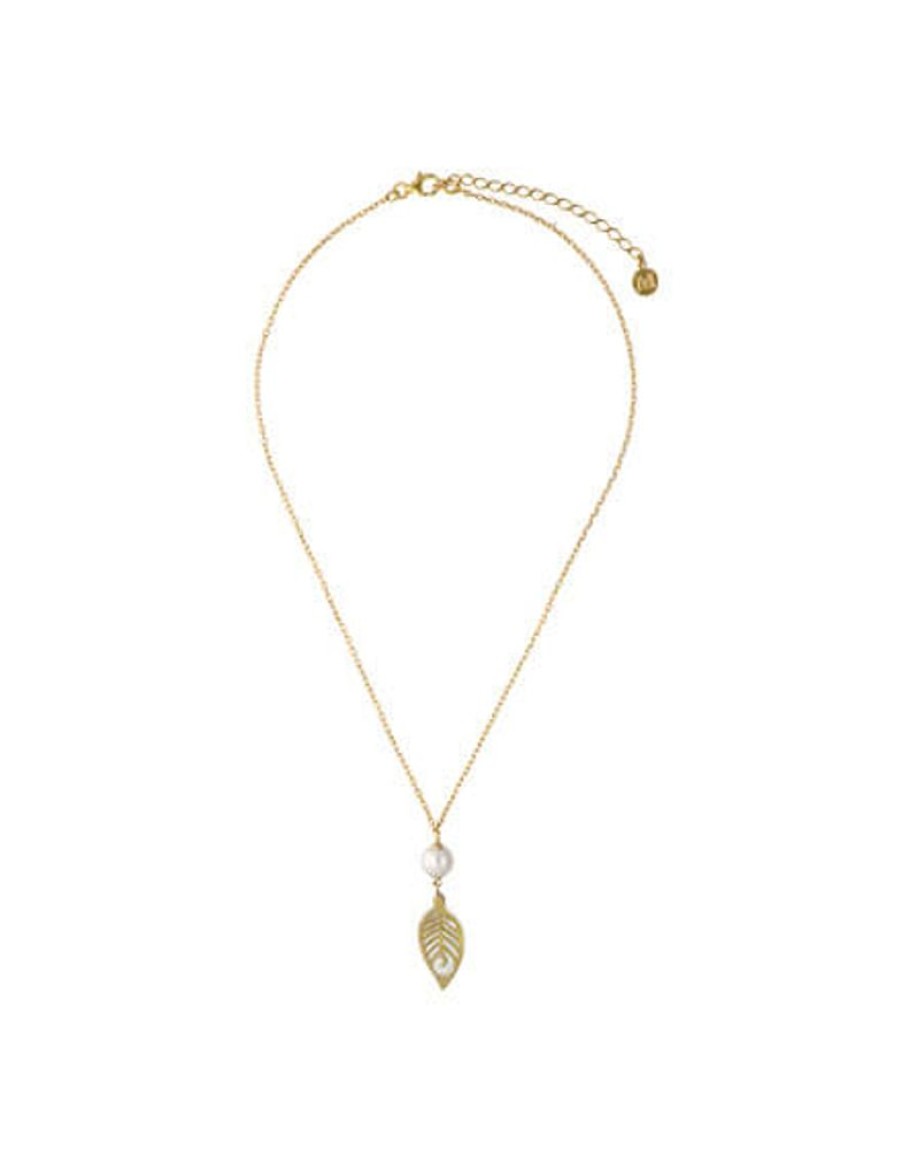 MAJORICA Dafne Necklace With Mother-Of-Pearl Leaf Pendant | Pearl Chain Necklaces