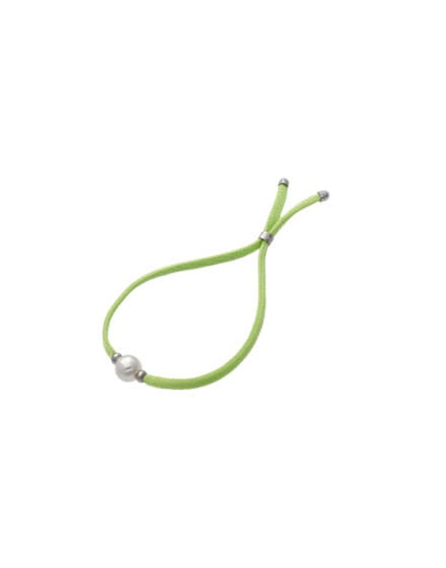 MAJORICA Sifnos Elastic Bracelet In Lime Green With Pearl | Elastic Bracelets