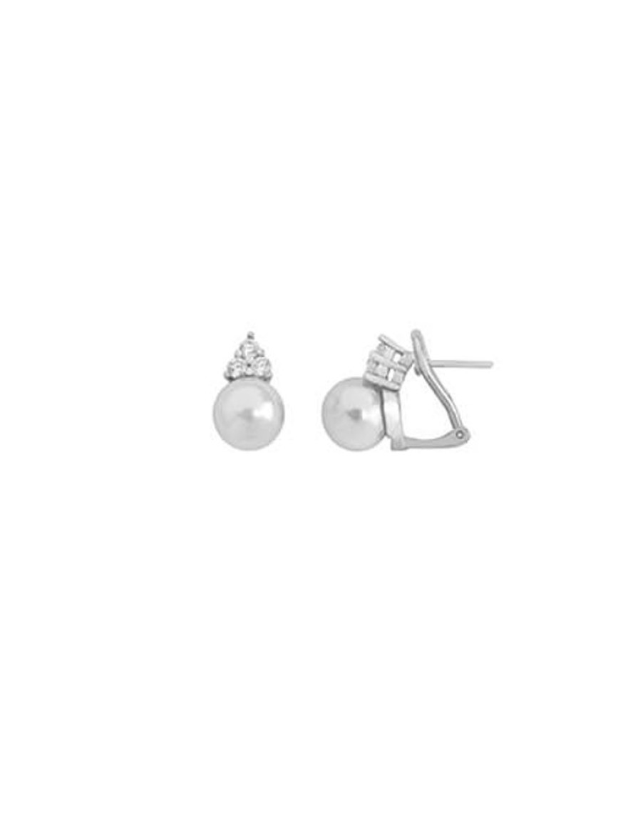 MAJORICA Earrings Selene Silver With 10Mm White Pearl And Zircons | Tu & Yo Earrings