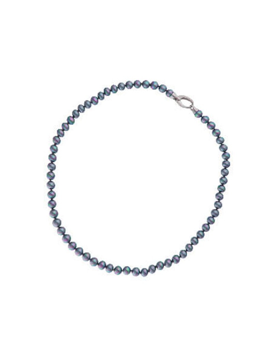 MAJORICA Silver Necklace Lyra 45Cm With 6Mm Gray Pearl | Long Pearl Necklaces