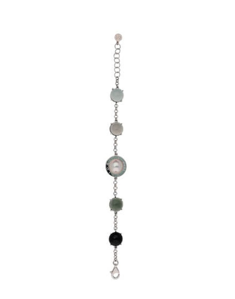 MAJORICA Algaida Geometric Bracelet With Black Murano Glass | Chain Bracelets