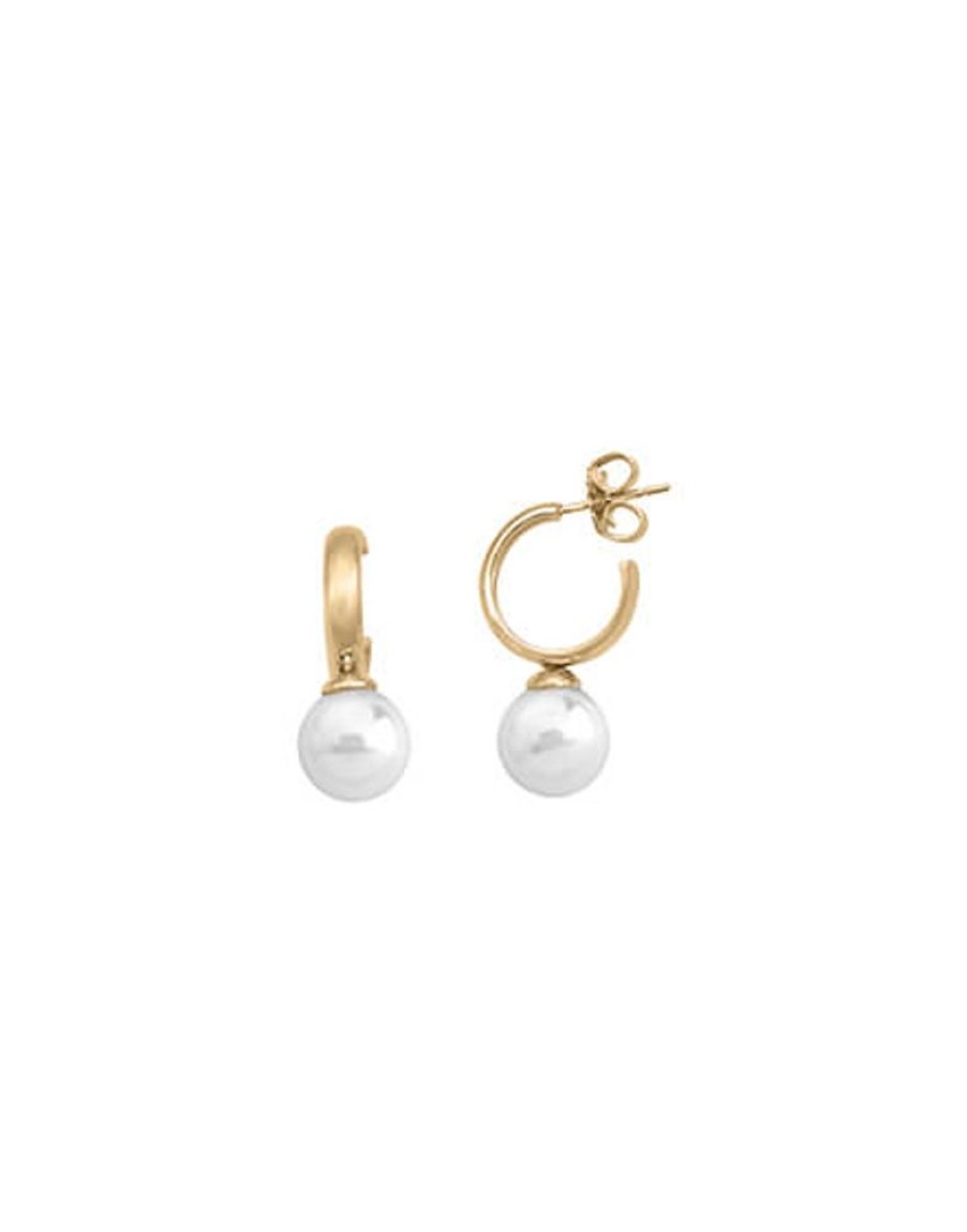 MAJORICA Hoop Earrings Chara Gold Plated With White Pearl | Pearl Hoop Earrings