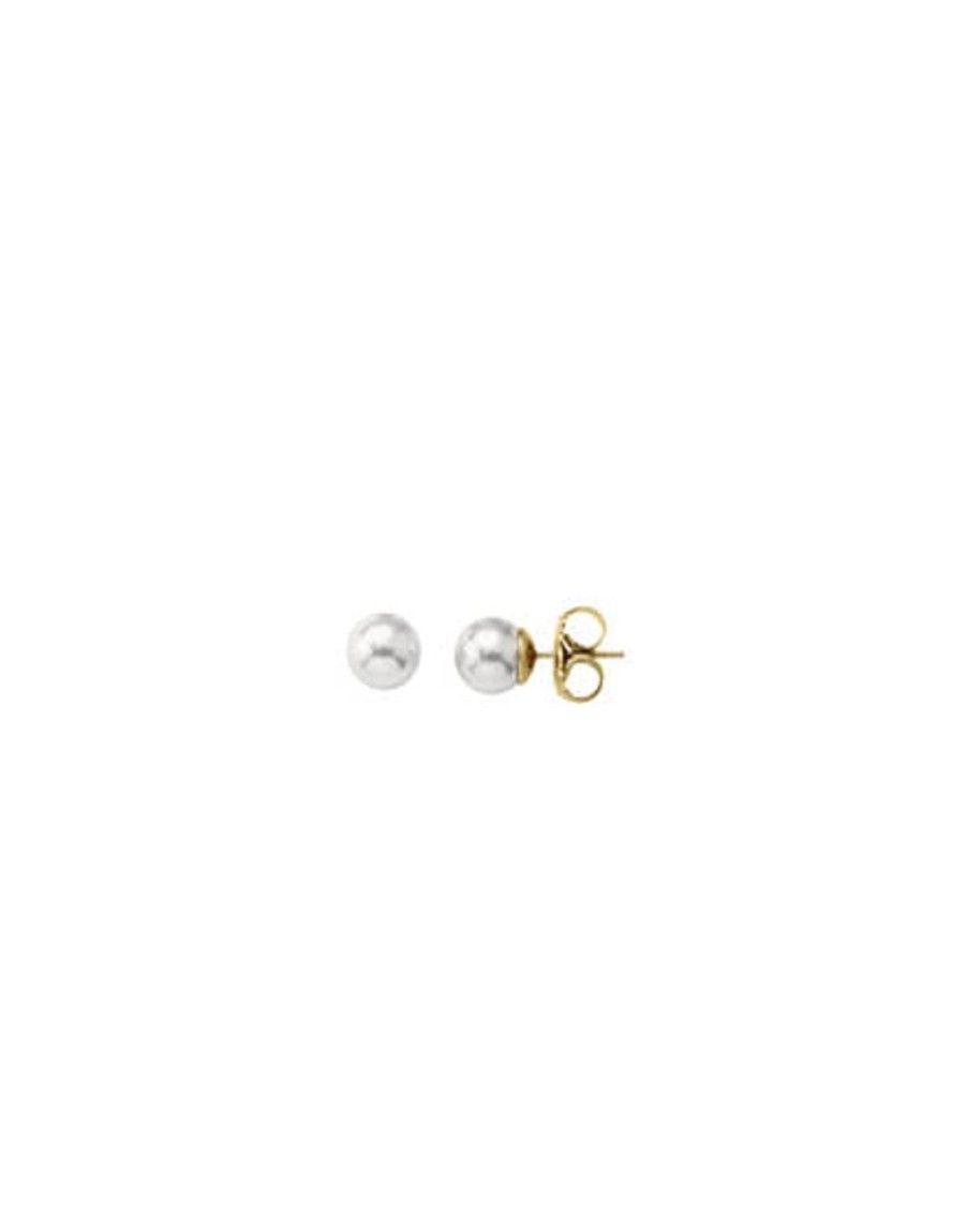 MAJORICA Earrings Lyra Gold Plated With 6Mm White Pearl | Pearl Stud Earrings