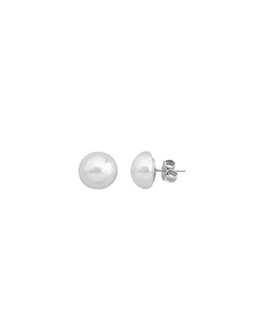 MAJORICA 12Mm White Mabe Pearl Earrings In Silver | Short Earrings