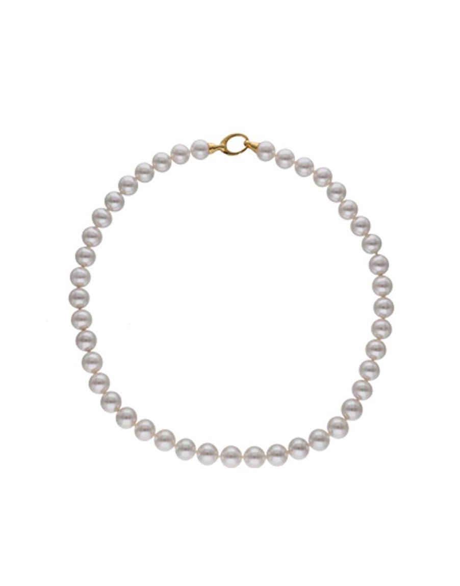 MAJORICA Golden Silver Necklace Lyra 10Mm 45Cm | Long Pearl Necklaces