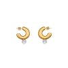 MAJORICA Juno Medium Hoop Earrings In Gold Steel And Pearl | Pearl Hoop Earrings