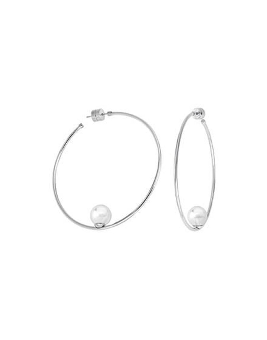 MAJORICA Earrings Marianela Steel Big | Pearl Hoop Earrings