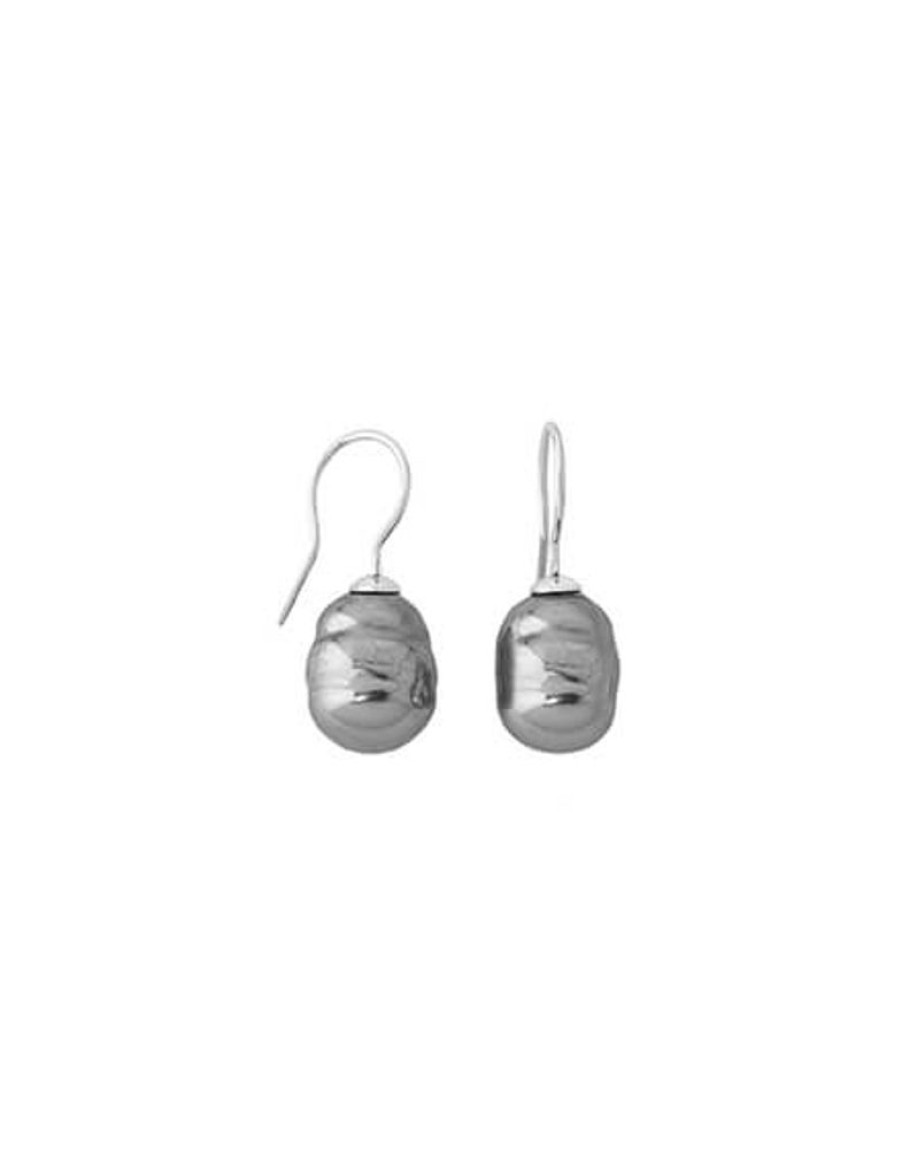 MAJORICA Silver Earrings Tender With 12Mm Barroque Gray Pearl | Pearl Drop Earrings