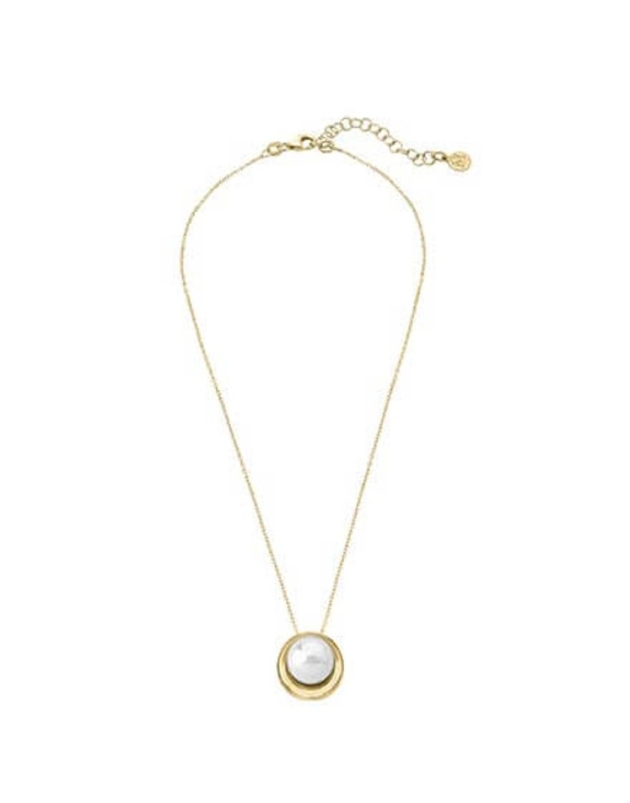 MAJORICA Golden Silver Margot Necklace With An Embedded Round Pearl | Pendants With Chain