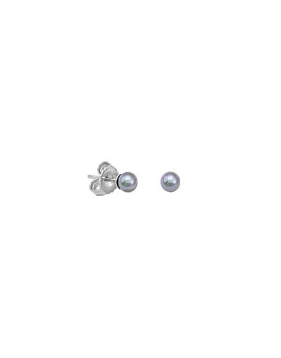 MAJORICA Earrings Cies Silver With 4Mm Gray Pearl | Pearl Stud Earrings