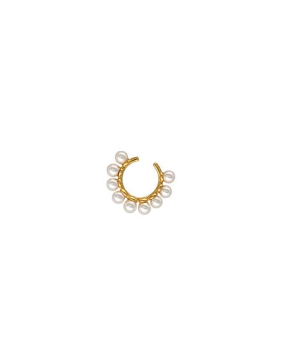 MAJORICA Kea Gold Earcuff Earring With Round Pearls | Ear Cuffs