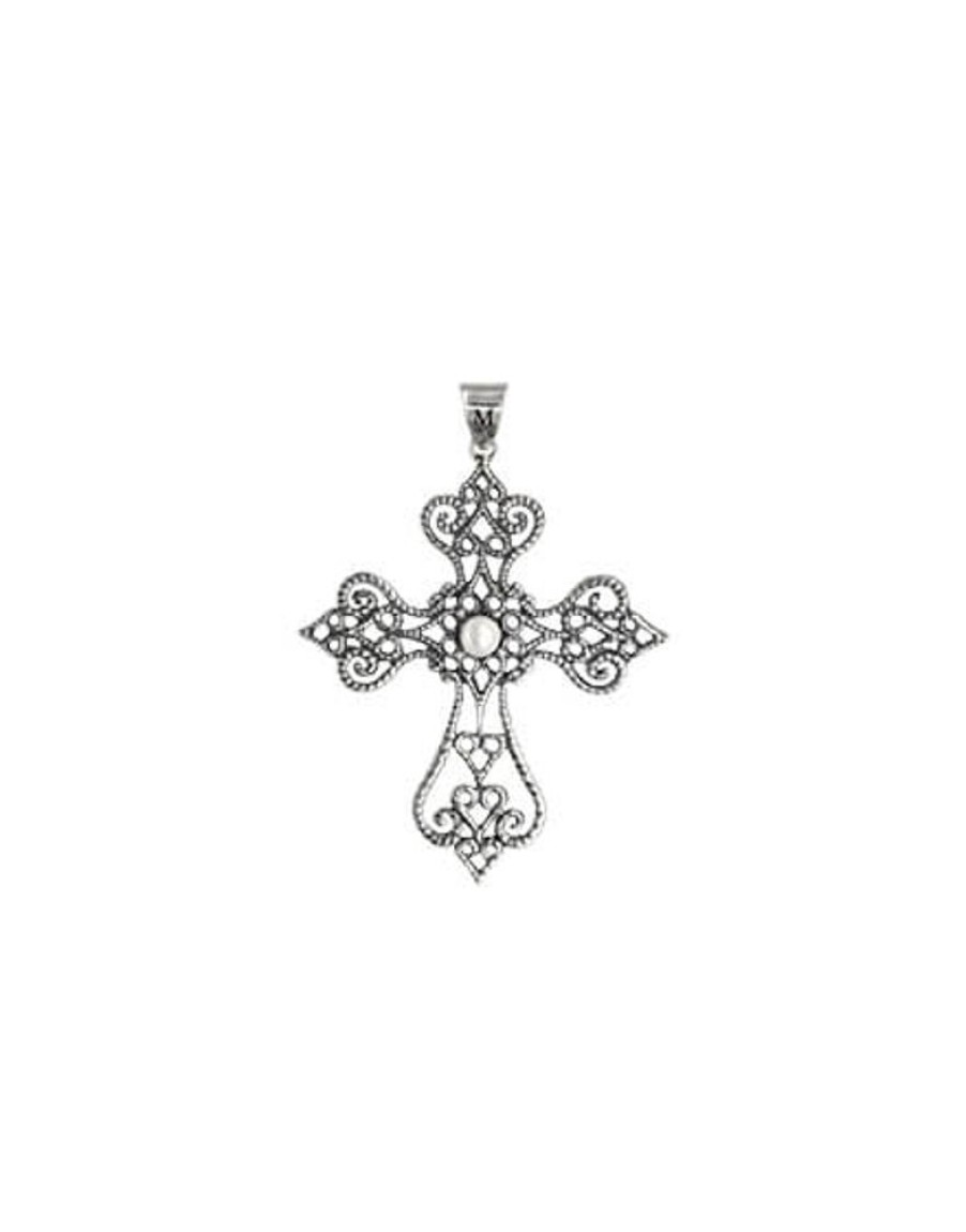 MAJORICA Tudor Pendant Peregrina With Pearl Over Cross | Pendant Chain