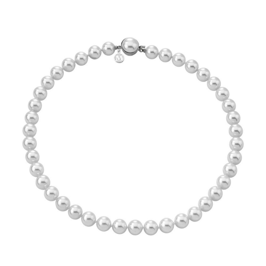 MAJORICA Silver Necklace Lyra 8Mm Pearls 45Cm | Long Pearl Necklaces