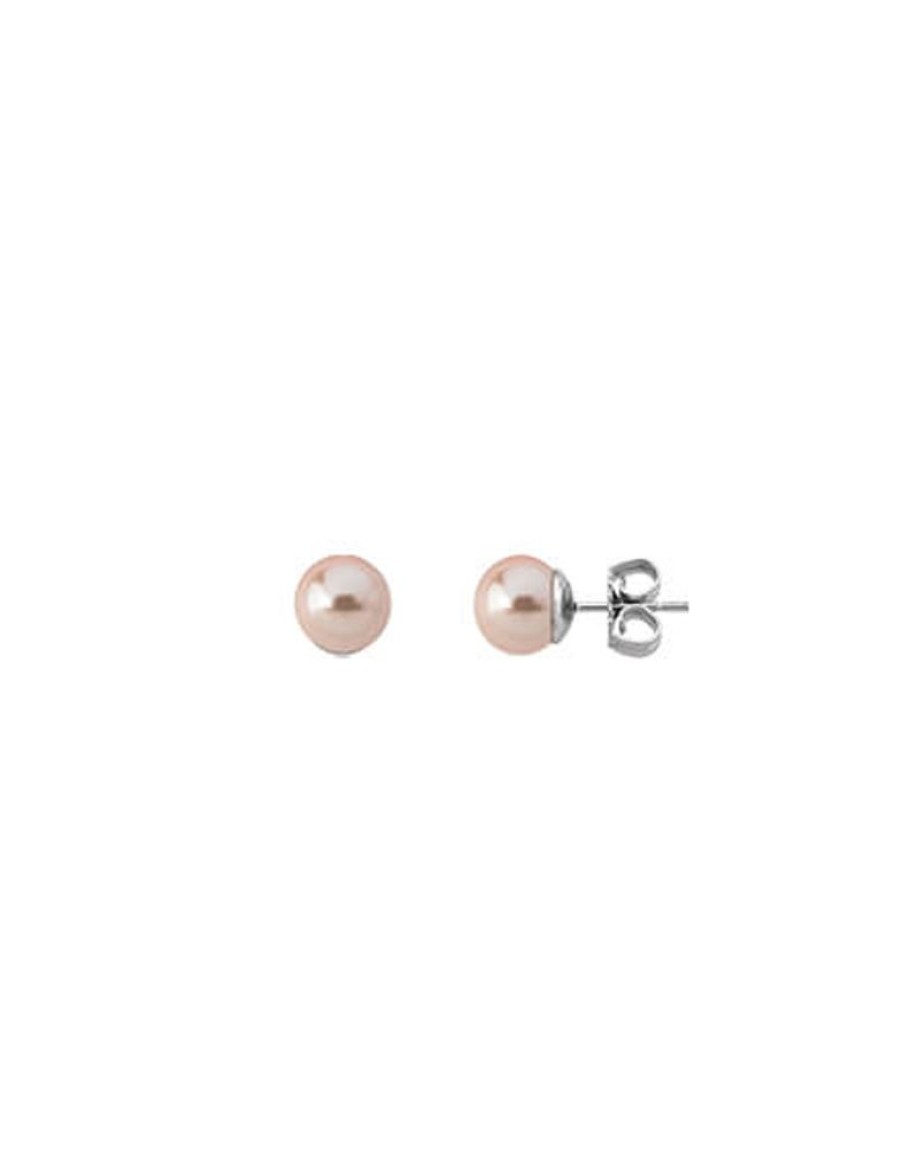 MAJORICA Earrings Lyra Silver With 8Mm Pink Pearl | Pearl Stud Earrings