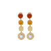 MAJORICA Algaida Button Golden Earrings With Amber Murano Glass | Pearl Drop Earrings