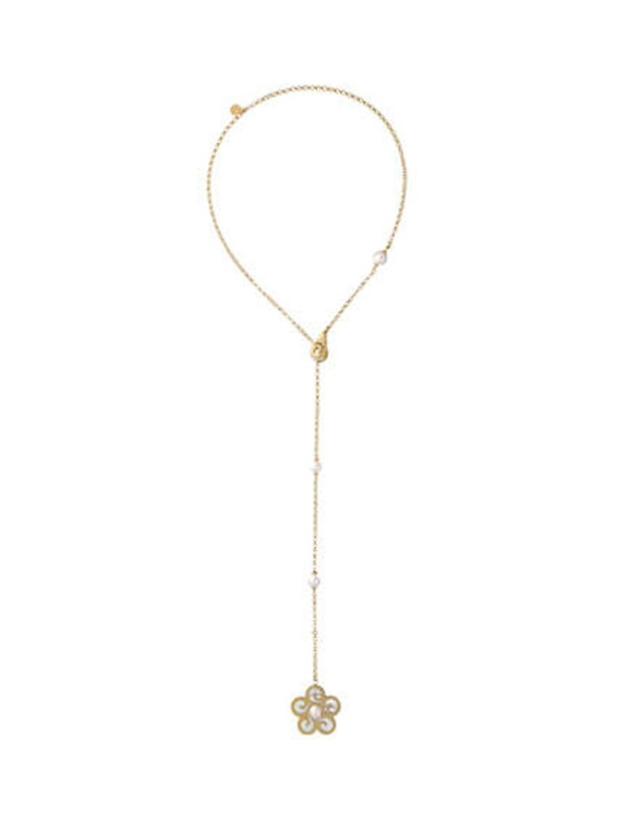 MAJORICA Long Roxana Necklace With Pearl Flower | Pearl Chain Necklaces