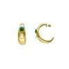 MAJORICA Gold Feme Big Hoop Earrings With Pearls And Green Agates | Pearl Hoop Earrings