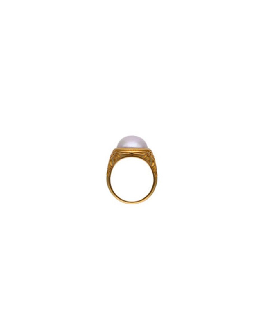 MAJORICA Zale Hallmark Ring With A Round White Half Pearl | Large Pearl Rings