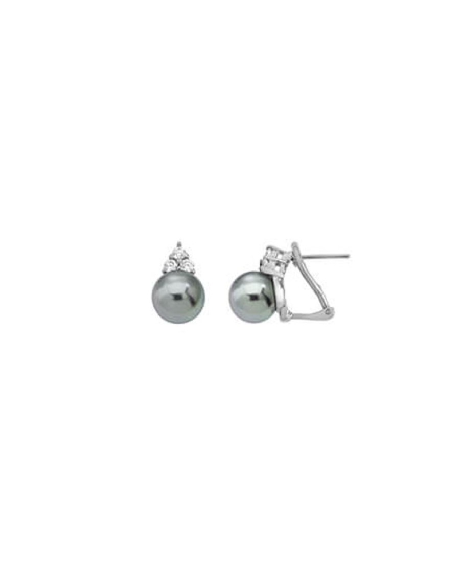 MAJORICA Earrings Ceres Silver With 10Mm Gray Pearl And Zircons | Tu & Yo Earrings