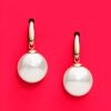 MAJORICA Earrings Lyra Gold Plated With 12Mm Oval White Pearl | Pearl Drop Earrings