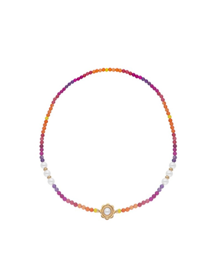 MAJORICA Color Pop Sunset Necklace With Gradient Stones And White Pearls | Necklaces With Stones