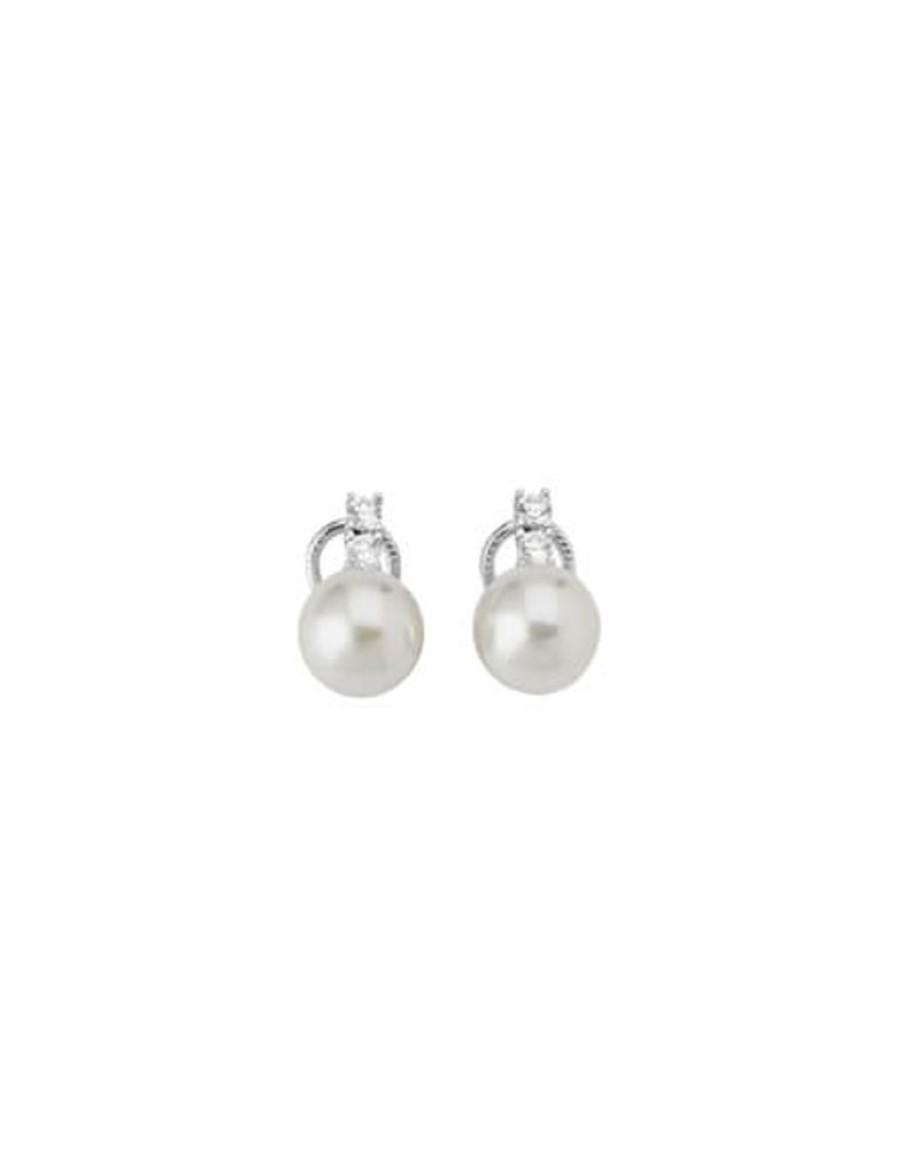 MAJORICA Silver Selene Earrings With 10Mm White Pearls And Zircons | Tu & Yo Earrings