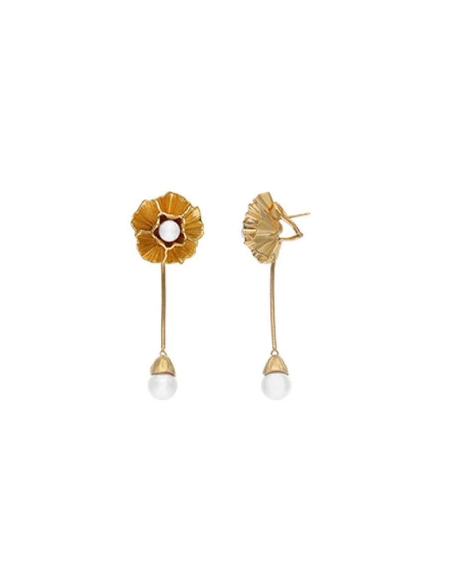 MAJORICA Long Clavelina Earrings With Pearls And Omega Clasp | Pearl Drop Earrings