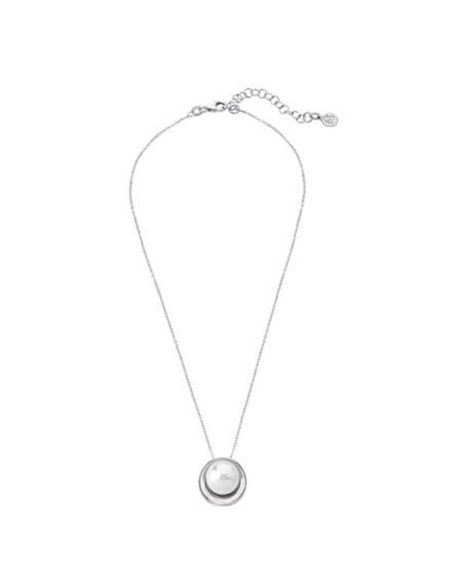 MAJORICA Margot Silver Necklace With An Embedded Round Pearl | Pendants With Chain