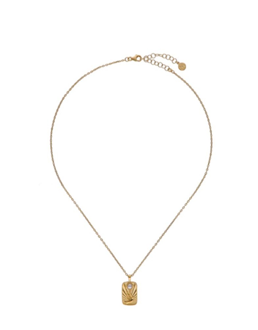 MAJORICA Caelum Communion Necklace With Golden Medallion | Gold Necklaces