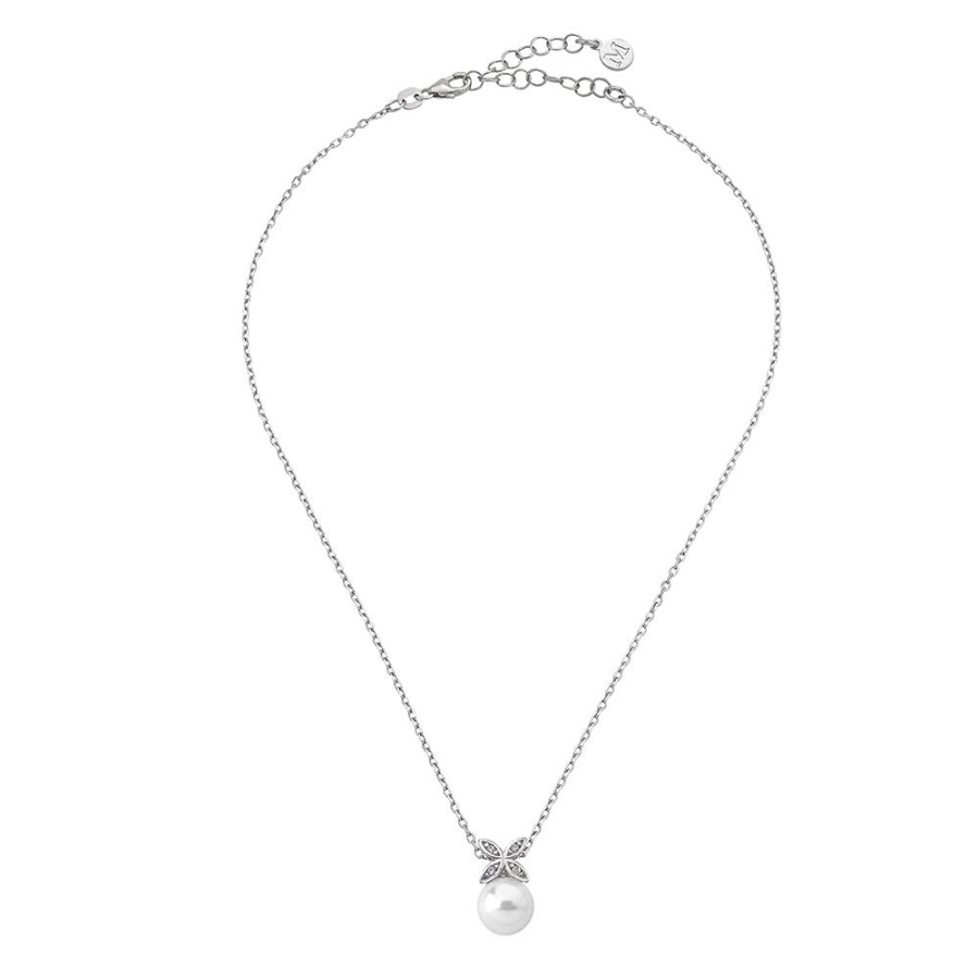 MAJORICA Romance Necklace With A Round Pearl And Cubic Zirconias | Wedding Necklaces