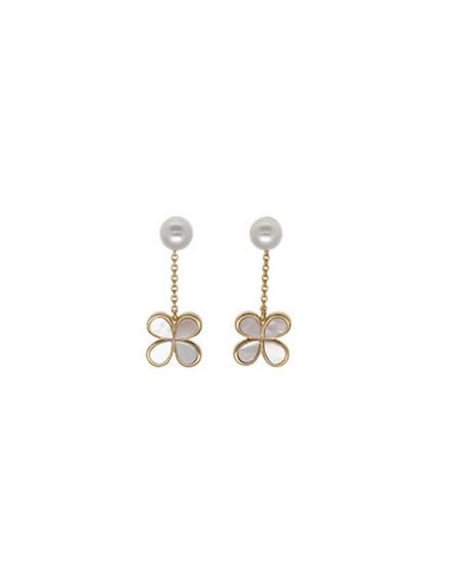 MAJORICA Long 2 In 1 Ayanti Earrings With A Round, White Pearl | Pearl Drop Earrings